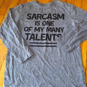 Childrens place long sleeve “sarcasm is one of my talents” boys shirt size 10/12